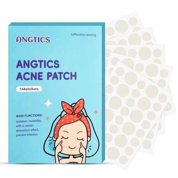 ANGTICS Pimple Patches for Face, 3 Sizes 144 Counts Acne Patches, Hydrocolloid Patches Zit Patches for Skin Care, Blemish Patches Invisible Acne Spot Treatment with Salicylic Acid, Tea Tree Oil