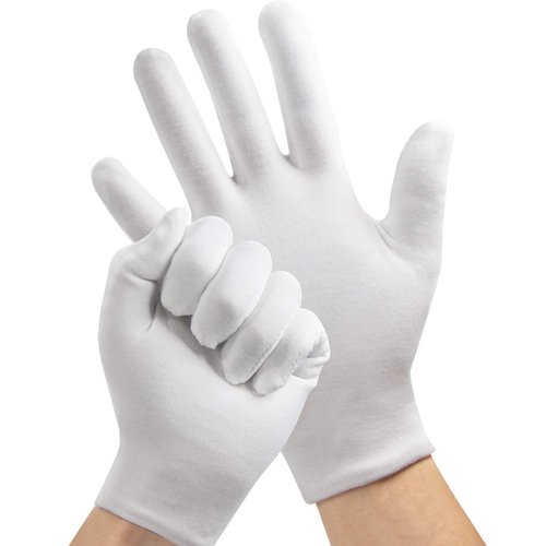 7 Pairs White Gloves, Cotton Gloves for Dry Hands Sleeping, Breathable Moisturizing Gloves Overnight, Washable White Eczema Gloves Women and Men, Safety Work Gloves for Serving Costume Inspection