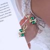 Sttiafay Boho Emerald Crystal Drop Earrings Green Rhinestone Flower Earrings Vintage Emerald Petal Earrings Green Cz Flower Earrings Jewelry for Women