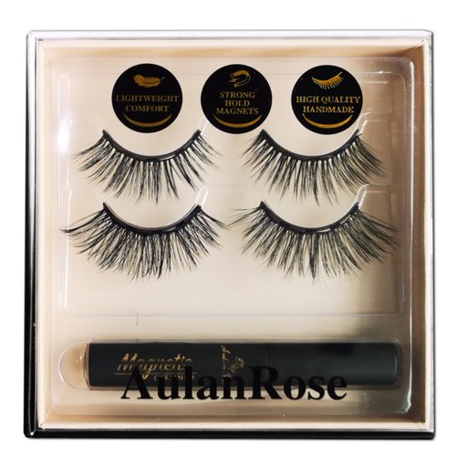 AulanRose Magnetic Eyelashes with Eyeliner - Magnetic Lashes Natural Looking, with Applicator,Reusable 60 Wears Faux Mink Lashes Cruelty-Free & Vegan