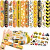 48 Construction 24PCS Construction Temporary Tattoos Sticker 24PCS Slap Bracelets Perfect for Themed Birthday Party Favors Baby Showers or Classroom Rewards Ideal Decor and Gifts for Girls and Boys