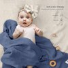 lulumoon Muslin Swaddle Blanket Baby - Cotton Swaddling Blanket Soft Baby Receiving Blanket Neutral 2Pack(Navy)