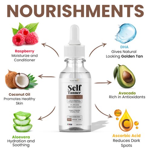 Team Tan Self Tanning Drops - Fully Customizable Body and Face Tanning Drops, Active Skincare Ingredients Enriched Self Tanner Kit for Fake Tan, No Streaks or Nasty Smell (Light)