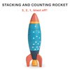 Mentari Toys - Stacking and Counting Rocket - 10pcs Space-Themed Ring Stacker Toddler Toy - Wooden Stacking Rings - Boost Fine Motor Skills and Early Counting Skills - Toddler Educational Toy - Age 3+
