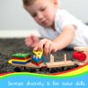 LMC Products Wooden Train with Shape Sorter & Pegs - Fine Motor Skills Toy, Wooden Toddler Stacking Toys, Montessori Toys for Toddlers 3 Years+ Wood Shape Sorter Train