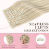 GOO GOO Clip in Hair Extensions Real Human Hair, 16inch 110g 7Pcs, 17A/60A Ash Blonde Highlighted Platinum Blonde, Remy Human Hair Extensions Clip ins for Women, Natural Human Hair