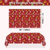 PTECDROTS 4Pcs Christmas Tablecloths Rectangular Christmas Table Decorations Red Xmas Theme Table Cover for Winter Holiday New Year Christmas Party Supplies, 51 x 86inch