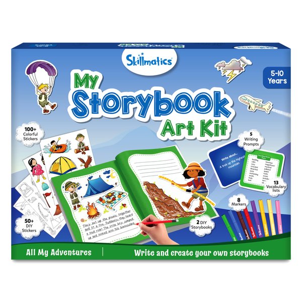 Skillmatics Storybook Art Kit - All My Adventures Art Kit for Kids, Write & Create Storybooks, Creative Activity for Boys & Girls, DIY Kit, 150+ Stickers, Gifts for Ages 5, 6, 7, 8, 9, 10