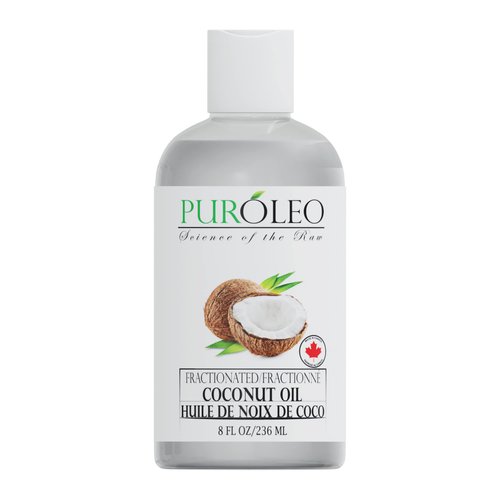 PUROLEO Fractionated Coconut Oil 8 Fl Oz/236 ML (Packed in Canada) 100% Natural and odorless Moisturizer & Carrier Oil l Hair Skin Body, Aromatherapy, Massage, Makeup Remover