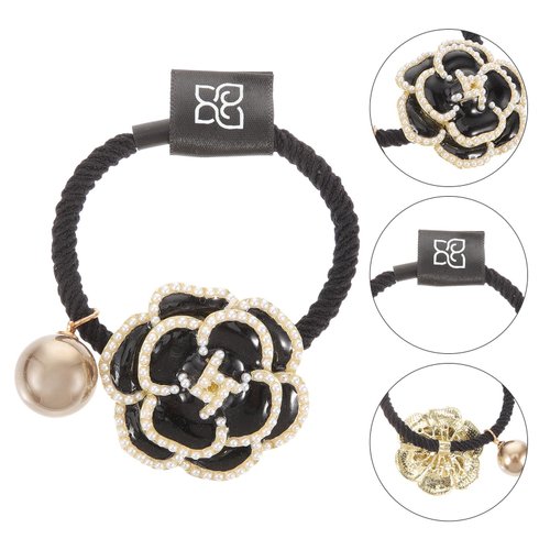Ipetboom Pearl Flower Headband Camellia Hair Tie Pearl Hair Ties Pearl Flower Hair Ropes Curly Hair Satin Scrunchies Stretch Hair Rope Scrunchy Hair Elastics Bands Girl Tool Classic Alloy