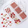 6Girds 767PCS 3D Red Heart Nail Art Charms Love Nail Gems Glitter Decoration Red Valentine's Day Nail Heart Round Diamond Frame Studs Metal Nail Art Rhinestones for Women Decorations Manicure Charms