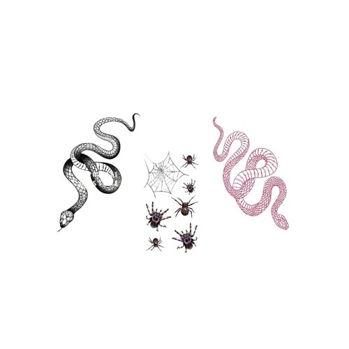 Yeahgoshopping Fashion Realistic Big Size 1 Black Snake - 1 Red Snake - 1 Small Random 3D Spider Tattoo Temporary Tattoo Stickers for Halloween Party Women Men Waterproof Fake Tattoo Waist Body Forearm Arm Neck