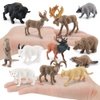 NatureMan North American Animals Set 12PCS Mini Wild Animals Figurines Set cludes Moose Raccoon Cougar, Wolf, Beaver for Children Educational Toy Cake Toppers