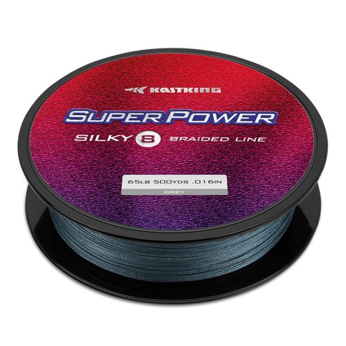 KastKing Superpower Silky8 Braided Fishing Line, Gray, 8 Strand, 30LB, 150Yds