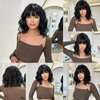 Doremiy Short Bob Black Wavy Wigs for Women Natural Shoulder Length Wig with Bangs Synthetic Wigs for Daily Cosplay