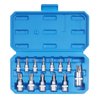 Torx Bit Socket Set 13pcs 3/8" Dr. T8 - T70 E Star Premium S2 Alloy Steel Cr-V Steel Star Socket Torx Bits Metric 1/4, 3/8 and 1/2-Inch Drive