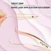 Miuffue False Eyelash Applicator DIY Lash Applicator Tool Stainless Steel Curved Eyelash Tweezers for Strip Lashes, Rose Gold