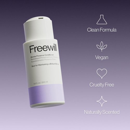 Freewill Blonde Preserve Shampoo, Purple Shampoo for Blonde Hair Care, Neutralizes Brassiness, Boosts Shine, Enhances Natural and Colored Blonde Hair Color, 8.5 oz