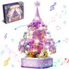 DOSCOR Purple Crystal Christmas Tree Building Blocks Set,Christmas Music Box with LED Light,Xmas Gift for Girls,Kids,and Adults