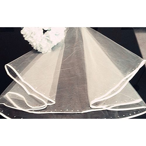 2t 2t Edge Crystal Rhinestones Bridal Wedding Veil (White)