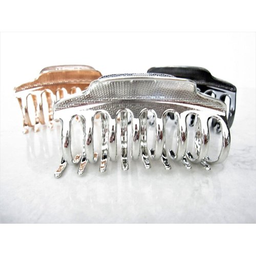 Generic Rose gold silver or dark silver tone metal hair claw clip SET A (Primary color: Gold), 1 Count (Pack of 1)
