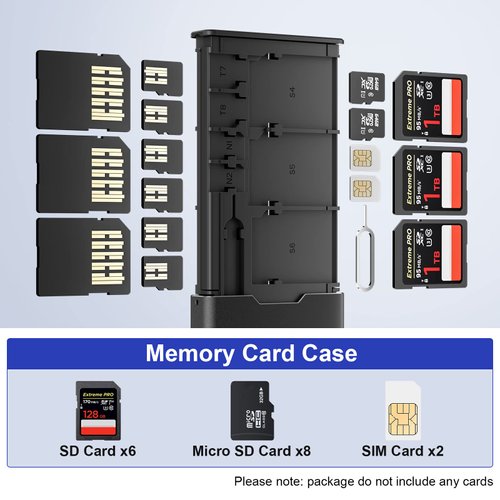 BUDI Portable Aluminum Memory Card Case Shockproof Scratch Resistant Thin Credit Card Size Card Organizer Lightweight Card Holder Wallet Stores 6 SD Micro SDHC Micro SDXC Cards & 8 TF Cards