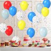 Paready Red Yellow Blue Balloons Set, 50Pcs Blue Yellow Balloons, 12 Inch Blue Yellow Red Dusty Blue Balloons Latex Paw Printed Balloons For Boys Paw Birthday Baby Shower Circus Theme Party Supplies