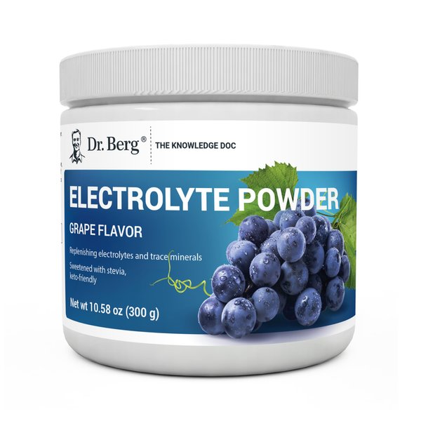 Dr. Berg Hydration Keto Electrolyte Powder - Enhanced w/ 1,000mg of Potassium & Real Pink Himalayan Salt (NOT Table Salt) - Grape Flavor Hydration Drink Mix Supplement - 50 Servings