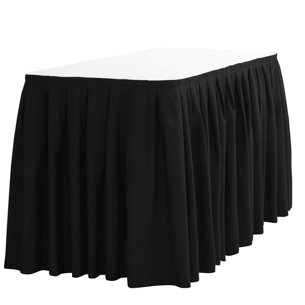 LTC LINENS Table Skirt for 4 Feet Rectangular or 48 Inch Round Table - 14 Feet Black Pleated Table Skirting Cloth Polyester for Banquet, Wedding