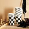 100 Pieces Checkered Cups 9 oz Checkered Paper Flag Race Car Cups Party Supplies Black and White Cups Bulk Disposable Beverage Cups for Checkered Themed Birthday Party Decorations