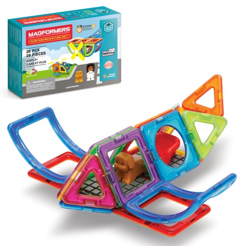 Magformers - Megan &amp; Marleys Aviation Adventure, Multicolor, Magnetic Building Tiles, Blocks - Ed...