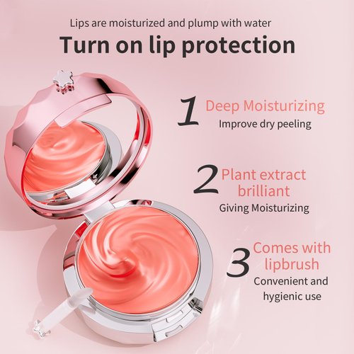 Gavacy Moisturizing Lip Mask with Brush– Plumping Lip Treatment, Peach Tint, Hydrating, Nourishing, Anti-Aging, Softens Revitalizes Dry Lips, Smooths Fine Lines, Long-Lasting Moisture lip mask