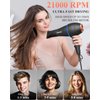 Hair Dryer with Diffuser, Professional Ionic Hair Dryer with Blue Light AC Motor, 2000W Fast Drying Hair Blow Dryer (Black with 2*Nozzle)