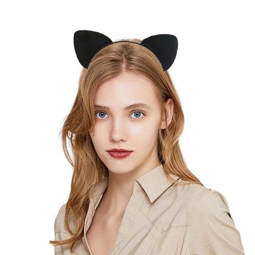 JHJEWH Cat Ear Headbands Halloween Hair Accessories for Women Halloween Cosplay Costume Accessories Cat Ear Headband for Girls Cat Woman Black Cat Ears for Adult
