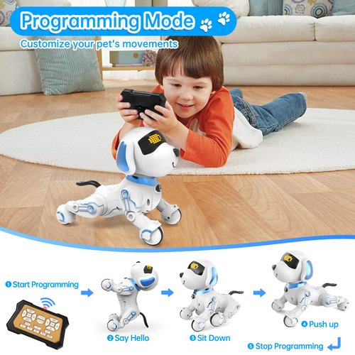 Dwi Dowellin Robot Dog for Kids 8-12,Remote Control Smart Robotic Dogs Pet Puppy Robotic Toy,Interactive Touch Walking Talking Toys for Boys Girls Christmas Birthday Gifts