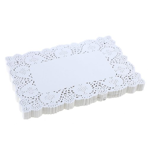 DECORA 9X6.5 Inch Rectangle White Paper Doilies for Birthday Party Wedding Tableware Decoration,Pack of 200