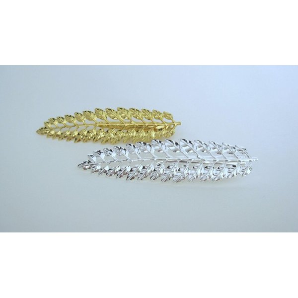 Generic Shiny gold or silver metal leaf alligator hair clip for fine thin hair (Primary color: Gold)
