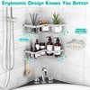 YASONIC Corner Shower Caddy, 3-Pack Adhesive Shower Caddy with Soap Holder and 12 Hooks, Rustproof Stainless Steel Bathroom Shower Organizer, No Drilling Wall Mounted Shower Rack, Brushed Silver