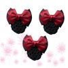 3PCS Hair Net with Bow Hair Snoods for Women, Velvet, Polyester, Metal, Professional Hair Clip Hair Accessory