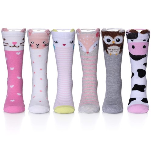 Color City Unisex Baby Socks Knee High Socks - Animal Warm Cotton Toddler Boys Girls Stockings (6 Pairs Animal C)