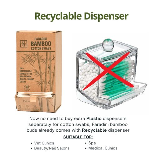 Bamboo Cotton Swabs -550 Count- Cotton Swabs for ears, Front Window for easy access,100% Eco-Friendly Cotton buds & Recyclable Packaging. Ideal for Makeup, Beauty, Arts & Crafts.