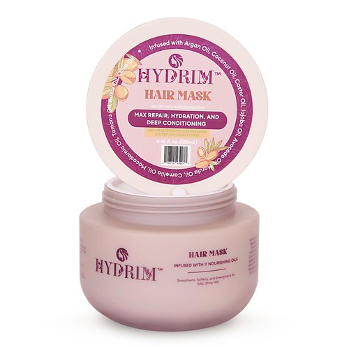 Hydrim Botanical Max Repair Intense Hydrating Hair Mask and Deep Conditioner for Dry Damaged Hair, Infused with Argan Oil Plus 10 More Nourishing Oils and Fresh Floral Scent, 8.45 oz