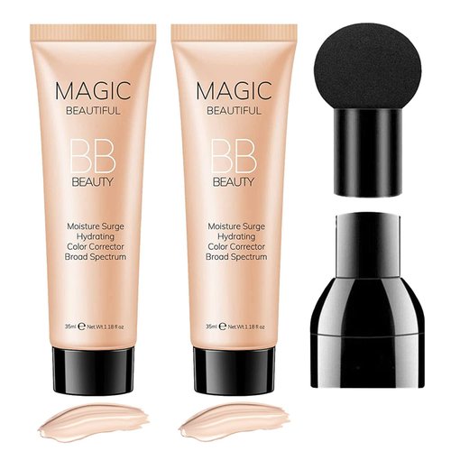 Sulily 2 Pcs BB Cream Full Coverage Foundation,Hydrating Natural Flawless Concealer, Clean Nude Makeup Base,Color Correcting Oil-Free BB Cream(ivory)