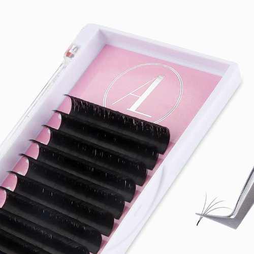 ALLOVE Eyelash Extension Cashmere Super Easy Fan Volume Lash Extensions 0.07mm D Curl 16mm Rapid Blooming Volume Lashes Self Fanning Lash Extension Supplies