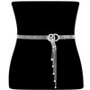WHIPPY Women Rhinestone Belt Silver Shiny Diamond Fashion Crystal Ladies Double O-Ring Waist Belt for Jeans Dresses Fit Waist Size 35-41 Inches