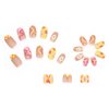 24 Pcs Flower Press on Nails Short, Almond French Tips Fake Nails Short Glue on Nails, Sun Flower False Nails with Glue Stickers, Cute Acrylic Nails Short for Women and Girls