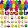 Pinkiwine 24 Pack Plastic Prefilled Easter Eggs with Easter Mochi Squishy Toys Inside for Kids Boys Girls Toddlers Easter Basket Stuffers Gifts Egg Fillers