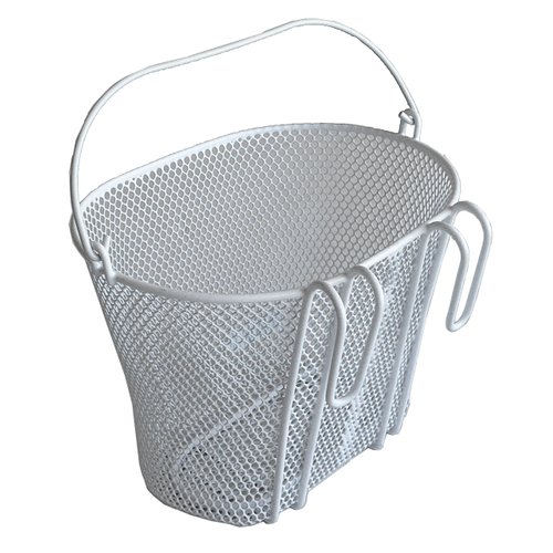 Basket with Hooks White, Front, Removable, Wire mesh Small, Kids Bicycle Basket, White by Biria