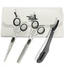 Rust Free Stainless Steel Barber Scissors Set With A Leather Case and Thinning Shears Perfect For Use In Barbershops, Salons, And At Home Great Gift For Hairstylists And Grooming White and Black