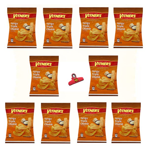 VITNER'S Tangy Triple Cheese Potato Chips A Chicago Original 10 Pack 1 oz bags